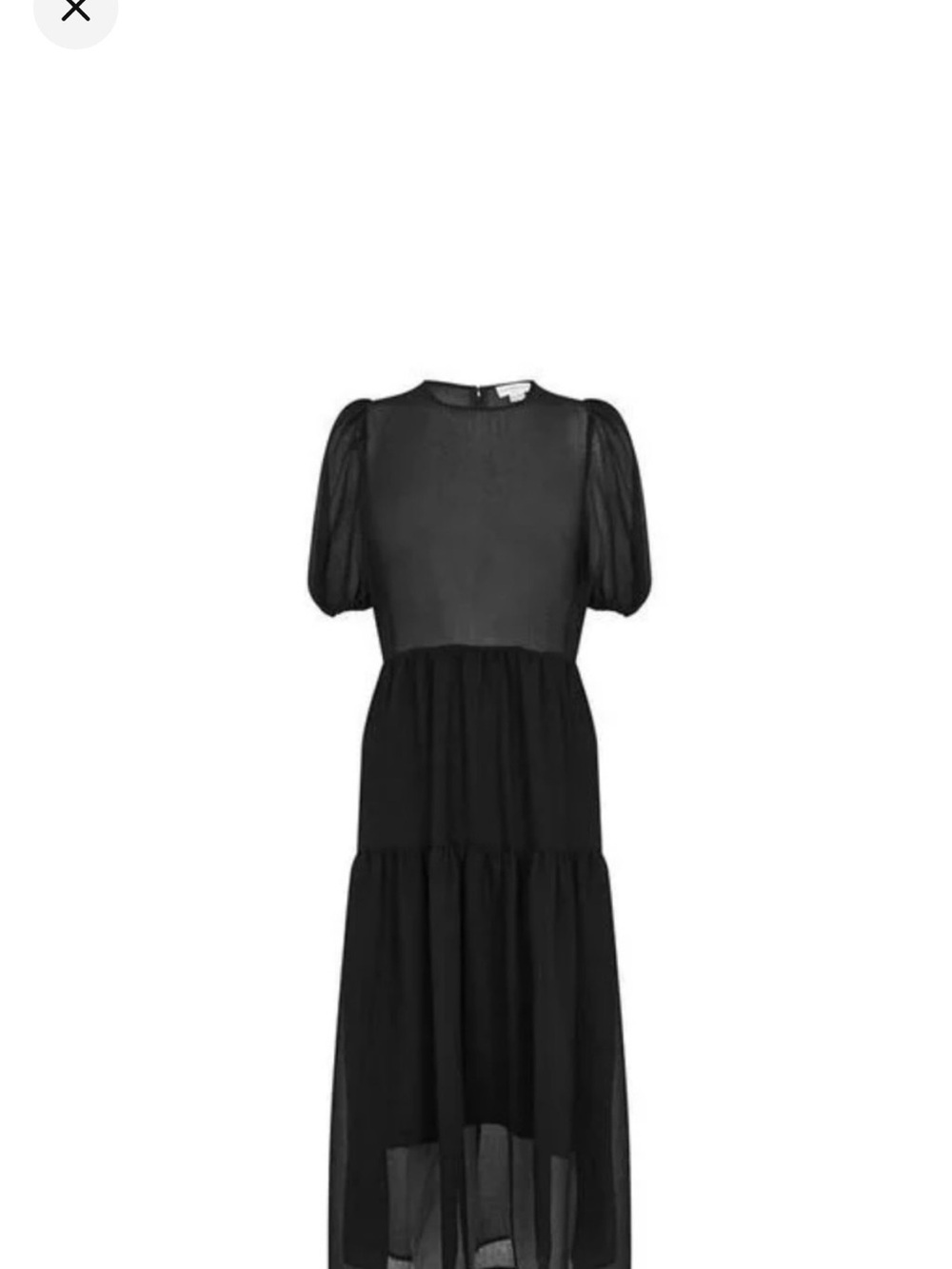 Never Fully Dressed Black Sheer Puff-Sleeve Tiered Dress